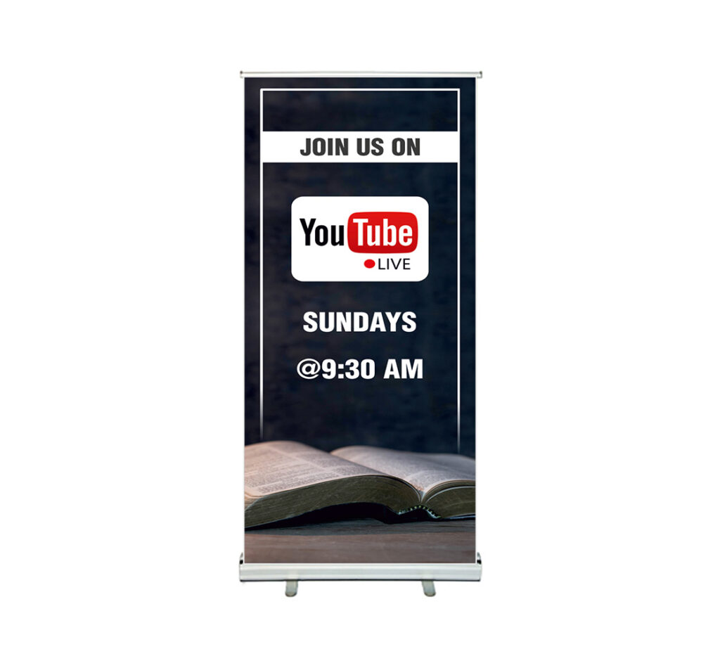 Bannerbuzz Join us on Youtube Live Roll up Banner Stands