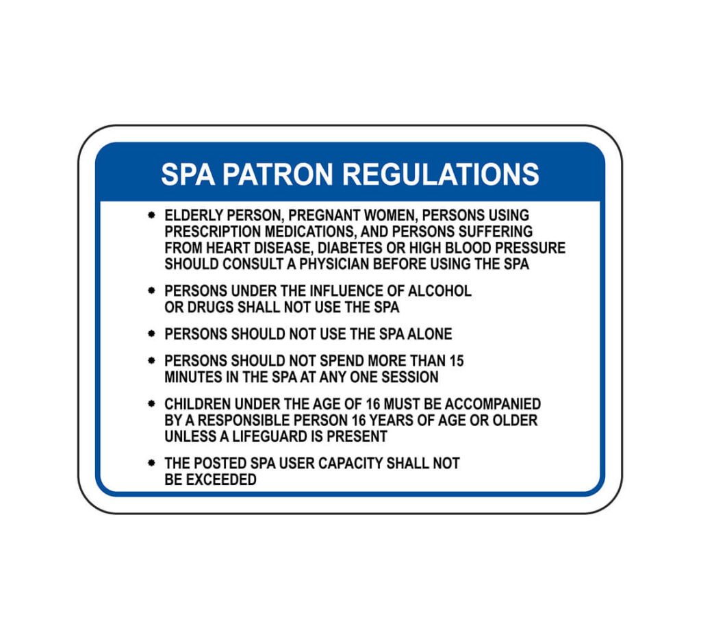 Bannerbuzz Spa Patron Regulations Sign