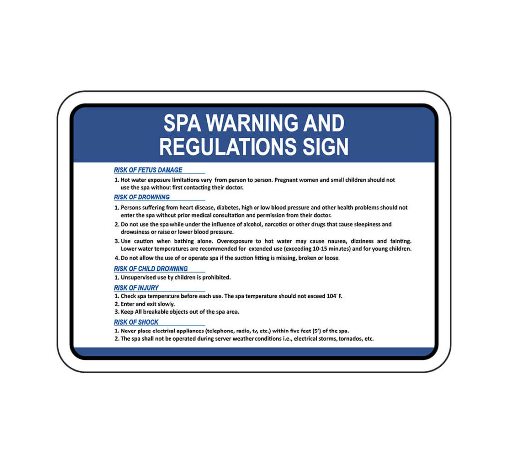 Bannerbuzz Spa Warning And Regulations Sign